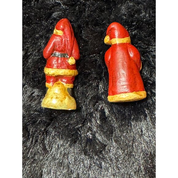 Vintage Hand-Painted Santa Figurine Set Of 2 Signed   Stands 2.5" Tall - Picture 2 of 6